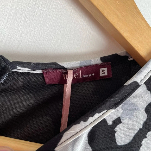 Udel Black and White Floral Print Long Sleeve Dress Midi Knee Length Size Small - Picture 7 of 9